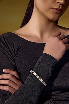 White Rhodium Finish Yellow & White Cubic Zirconia Crystal Tennis Bracelet In Sterling Silver