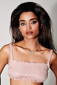 Gold Finish Pale Turquoise Natural Stone Amulet Pendant Necklace In Sterling Silver