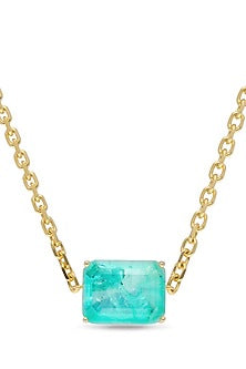 Gold Finish Pale Turquoise Natural Stone Amulet Pendant Necklace In Sterling Silver
