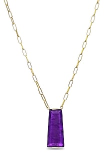 Gold Finish Purple Moon Stone Pendant Necklace In Sterling Silver