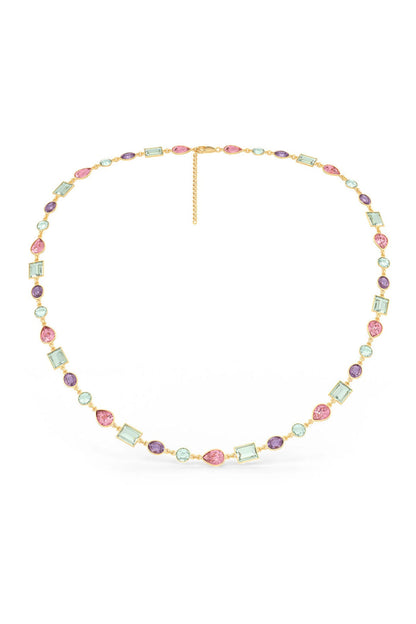 Gold Plated Multi-Colored Stone Marina Mirage Necklace In Sterling Silver