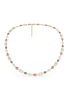 Gold Plated Multi-Colored Stone Marina Mirage Necklace In Sterling Silver