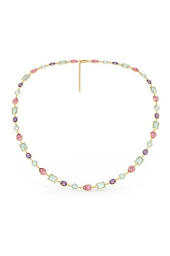Gold Plated Multi-Colored Stone Marina Mirage Necklace In Sterling Silver