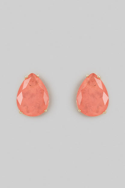 Orange Stud Earrings In Sterling Silver