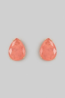 Orange Stud Earrings In Sterling Silver
