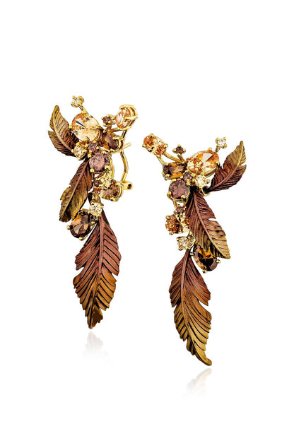 Gold Finish Dangler Earrings In Sterling Silver