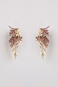 Gold Finish Statement Earrings In Sterling Silver