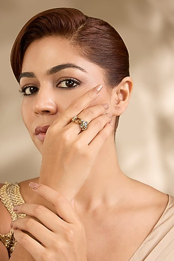 Gold Finish Ring In Sterling Silver