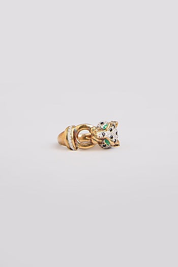 Gold Finish Ring In Sterling Silver