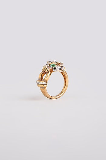 Gold Finish Ring In Sterling Silver