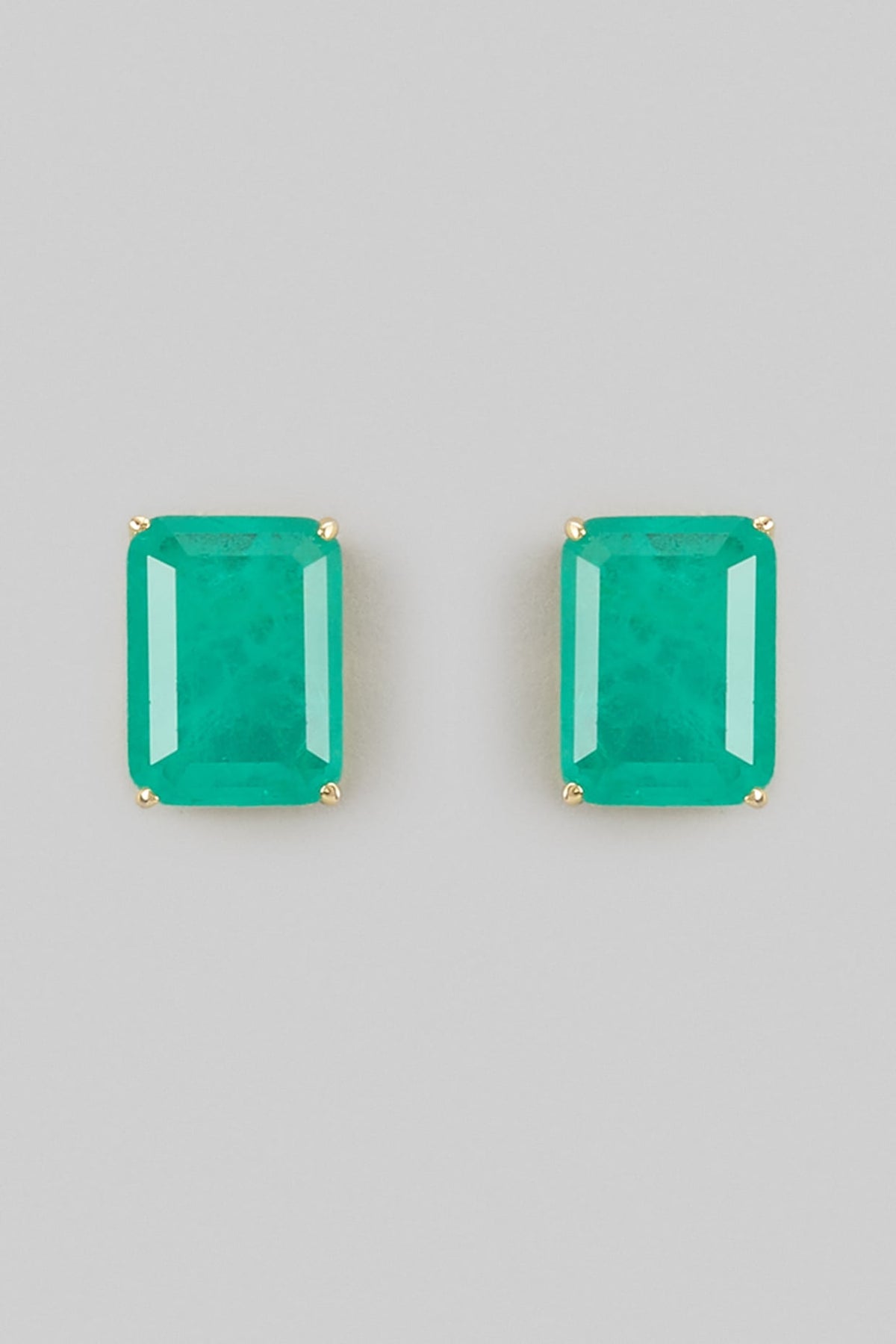 Green Stud Earrings In Sterling Silver