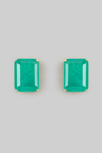 Green Stud Earrings In Sterling Silver