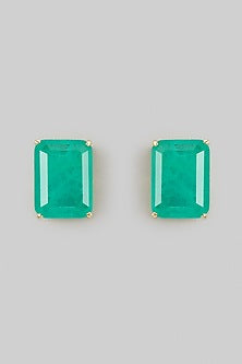 Green Stud Earrings In Sterling Silver