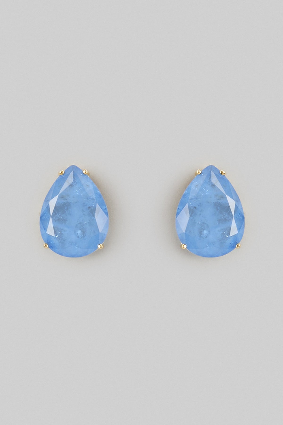 Blue Stud Earrings In Sterling Silver