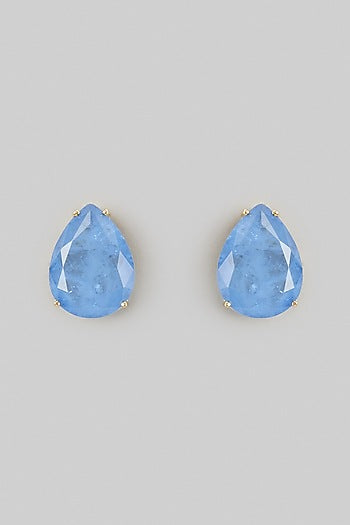 Blue Stud Earrings In Sterling Silver