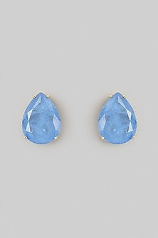 Blue Stud Earrings In Sterling Silver