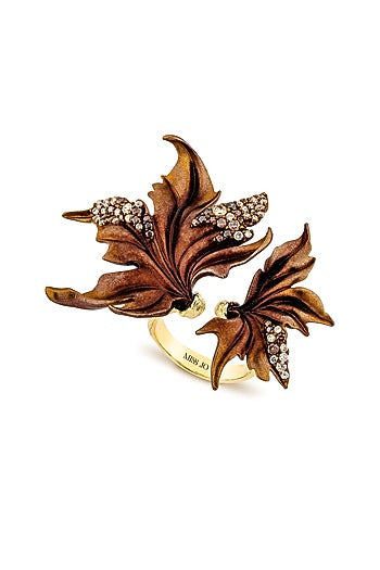 White Rhodium Finish Brown Spinel Stone Ring In Sterling Silver