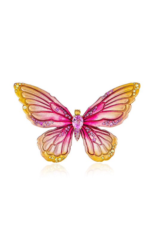 Gold Finish Butterfly Brooch In Sterling Silver
