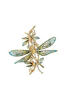 Gold Finish Brooch In Sterling Silver