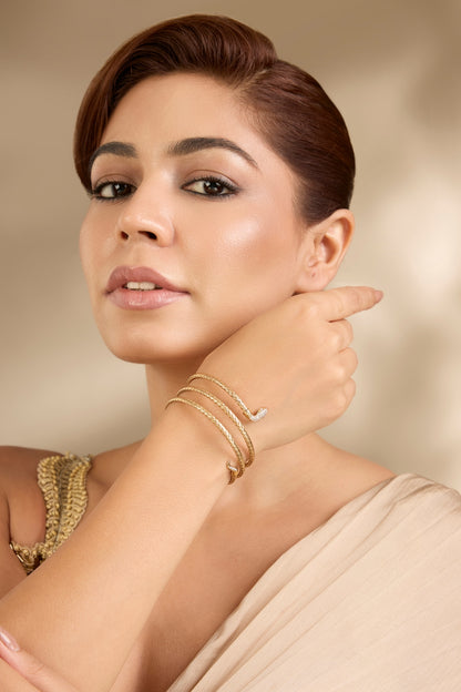 Gold Finish Bangle In Sterling Silver