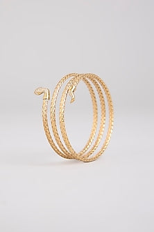 Gold Finish Bangle In Sterling Silver