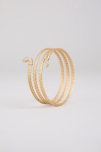 Gold Finish Bangle In Sterling Silver