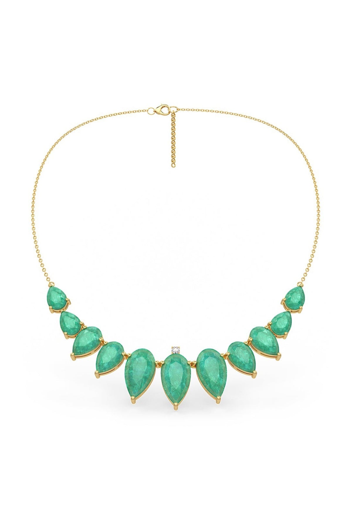 Gold Finish Pearl-Cut Stone Handcrafted Necklace In Sterling Silver