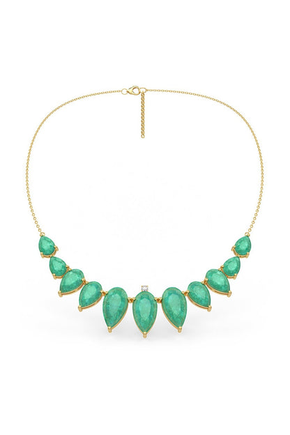 Gold Finish Pearl-Cut Stone Handcrafted Necklace In Sterling Silver