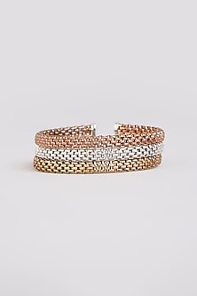 Gold Finish Bangle In Sterling Silver