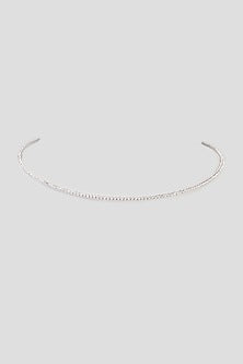 White Finish Swarovski & ZIrcons Necklace In Sterling Silver