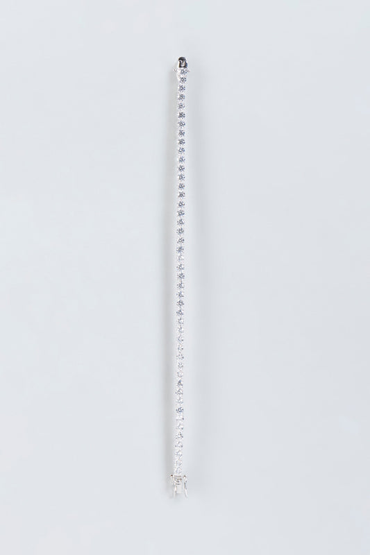 White Finish Solitaire Tennis Bracelet In Sterling Silver
