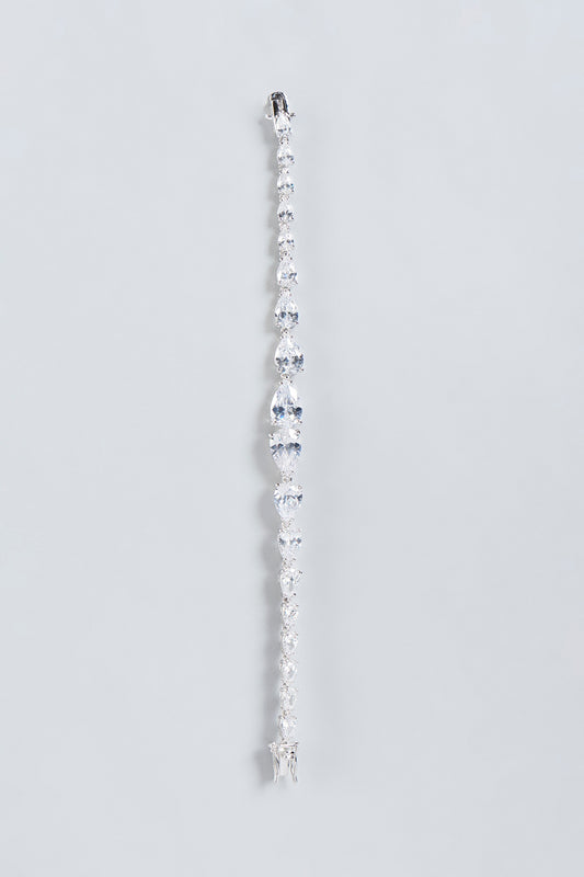 White Finish Solitaire Bracelet In Sterling Silver