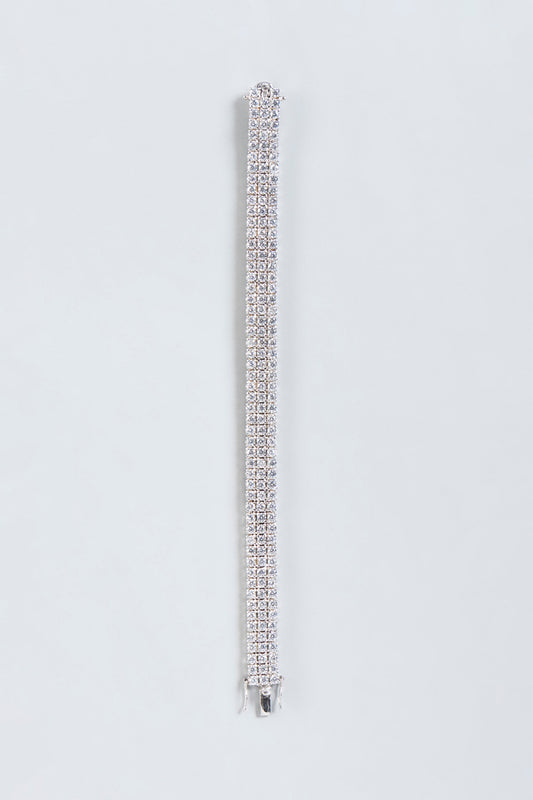 White Finish Solitaire Zirconia Tennis Bracelet In Sterling Silver