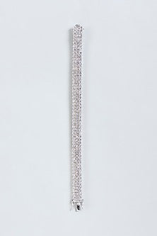 White Finish Solitaire Zirconia Tennis Bracelet In Sterling Silver