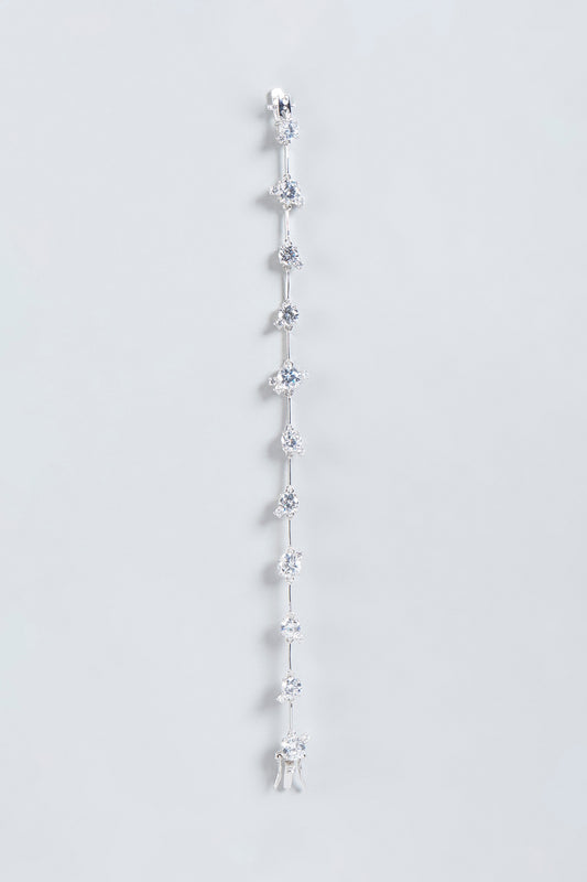 White Finish Round Solitaire Zirconia Tennis Bracelet In Sterling Silver