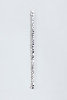 White Finish Solitaire Zirconia Tennis Bracelet In Sterling Silver
