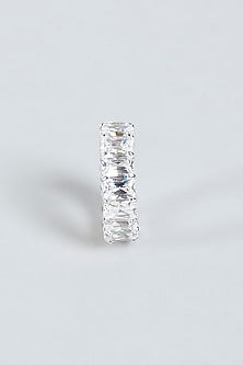 White Finish Zirconia Eternity Band In Sterling Silver