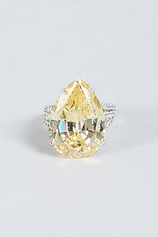 White Finish Sapphire Synthetic Stone Ring In Sterling Silver
