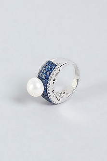 White Finish Pearl Ring In Sterling Silver