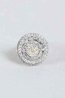 White Finish Dome Ring In Sterling Silver
