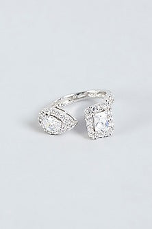 White Finish Zirconia Ring In Sterling Silver