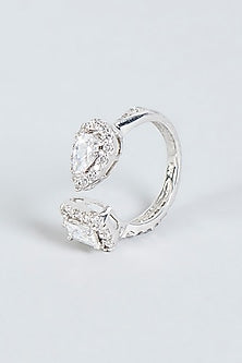 White Finish Zirconia Ring In Sterling Silver