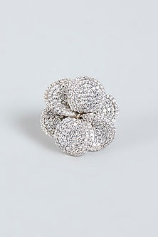 White Finish Zirconia Ring In Sterling Silver