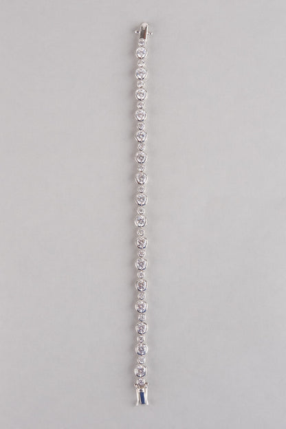 White Finish Tennis Bracelet In Sterling Silver