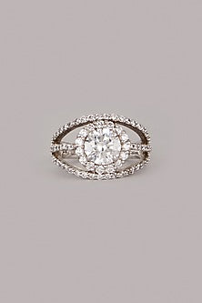 White Finish Ring In Sterling Silver