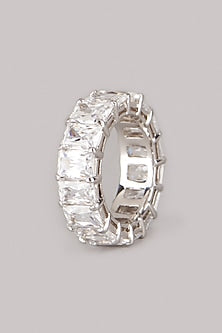 White Finish Ring In Sterling Silver