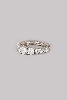 White Finish Round Ring In Sterling Silver