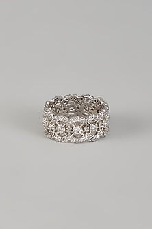White Finish Zircon Eternity Band Ring In Sterling Silver