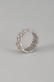 White Finish Zircon Eternity Band Ring In Sterling Silver