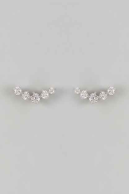 White Finish Zircon Stud Earrings In Sterling Silver
